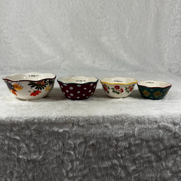 Pioneer Woman Measuring Cups Set | Stackable Ceramic Measuring Cups - Picture 1 of 10